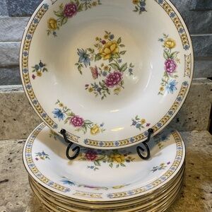 Liling China Ling Rose 8-3/8" Soup Bowls (6)